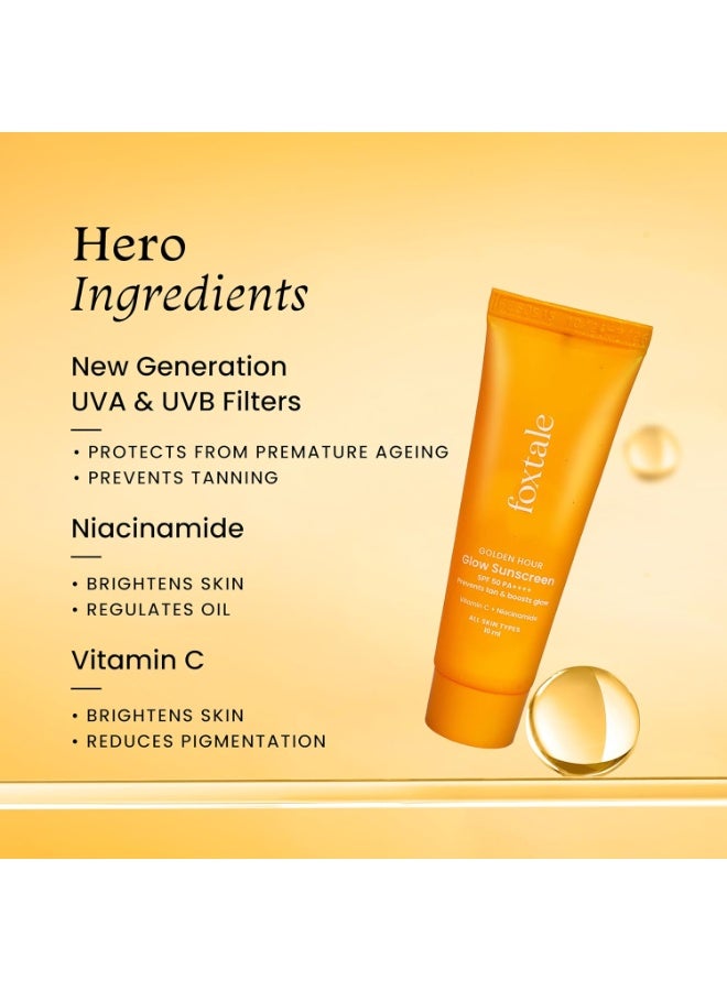 فوكستيل واقي شمس فوكستيل بعامل حماية 50 وفيتامين سي جلو مع PA++++ والنياسيناميد | خفيف الوزن | سريع الامتصاص | فلاتر UVA وUVB | يمنع اسمرار البشرة | لا يترك طبقة بيضاء | غير دهني | للرجال والنساء | لجميع أنواع البشرة | 10 مل - Image 2